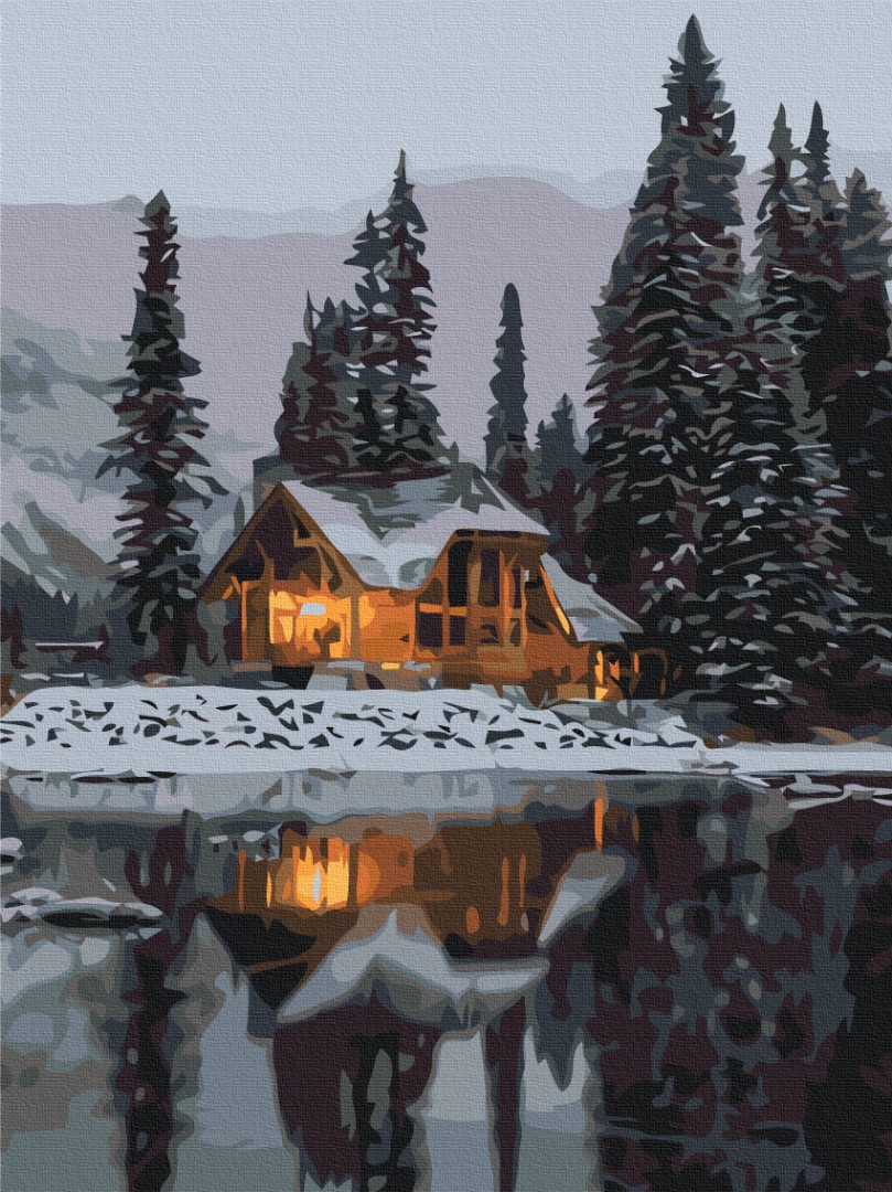 Картины по номерам 30x40 см Заснеженная ночь