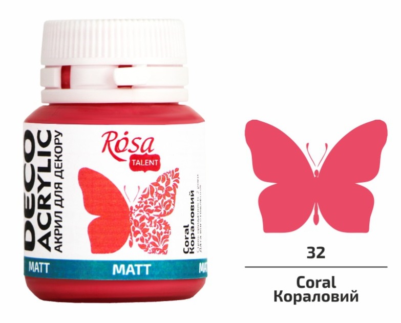 Фарба акрилова матова коралова (32) 20 мл Rosa Talent