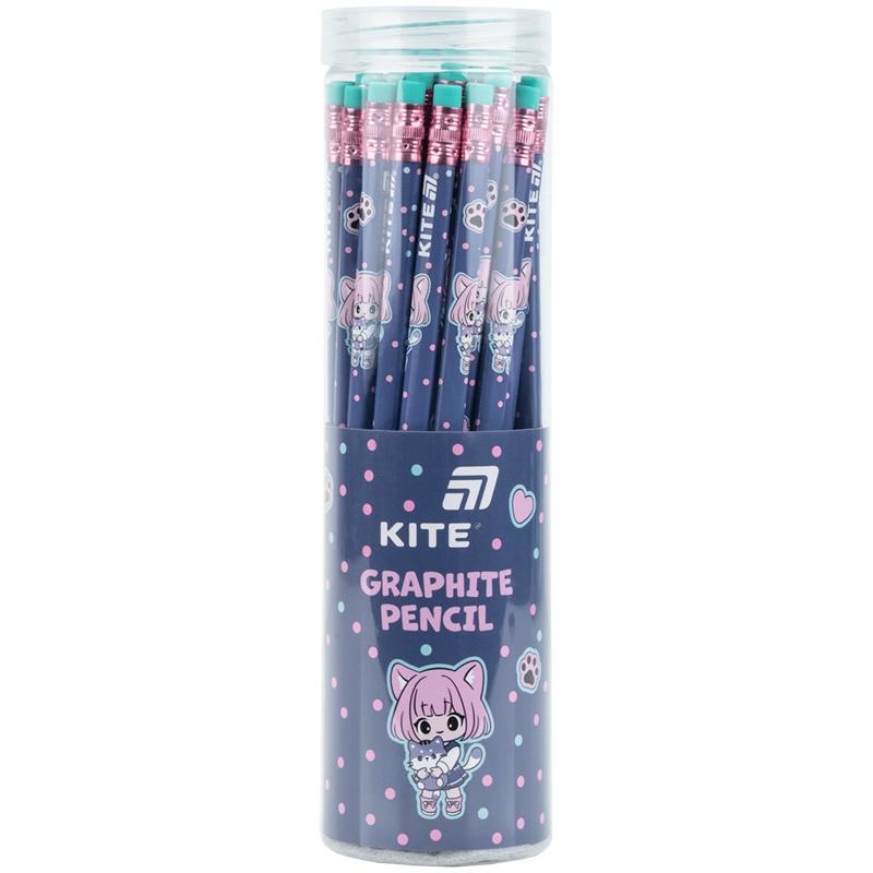 Олівець графітний Kite Be Friends HB з гумкою, тригранний