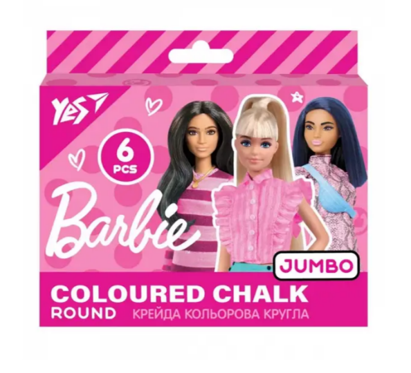 Крейда кольорова JUMBO 6 шт, Yes Barbie