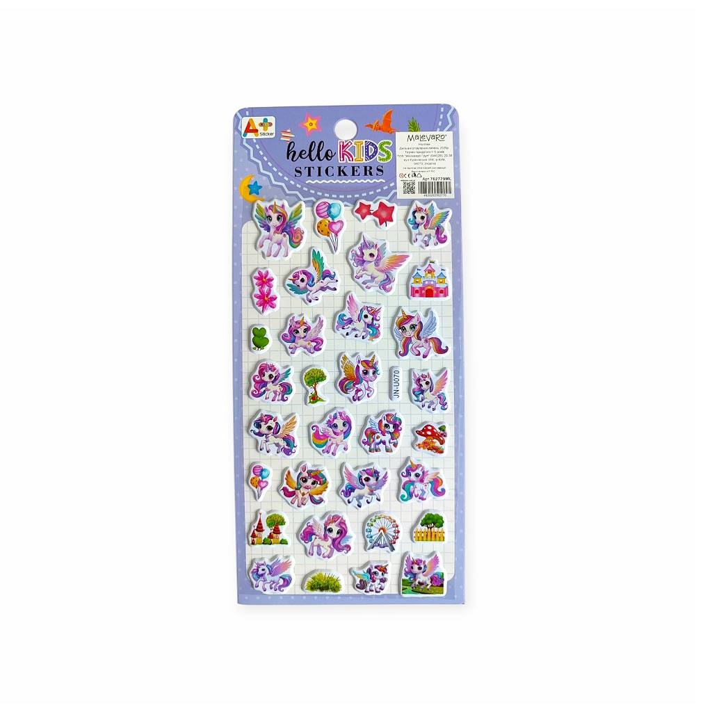Наклейки 10х22 см Единороги, куклы микс