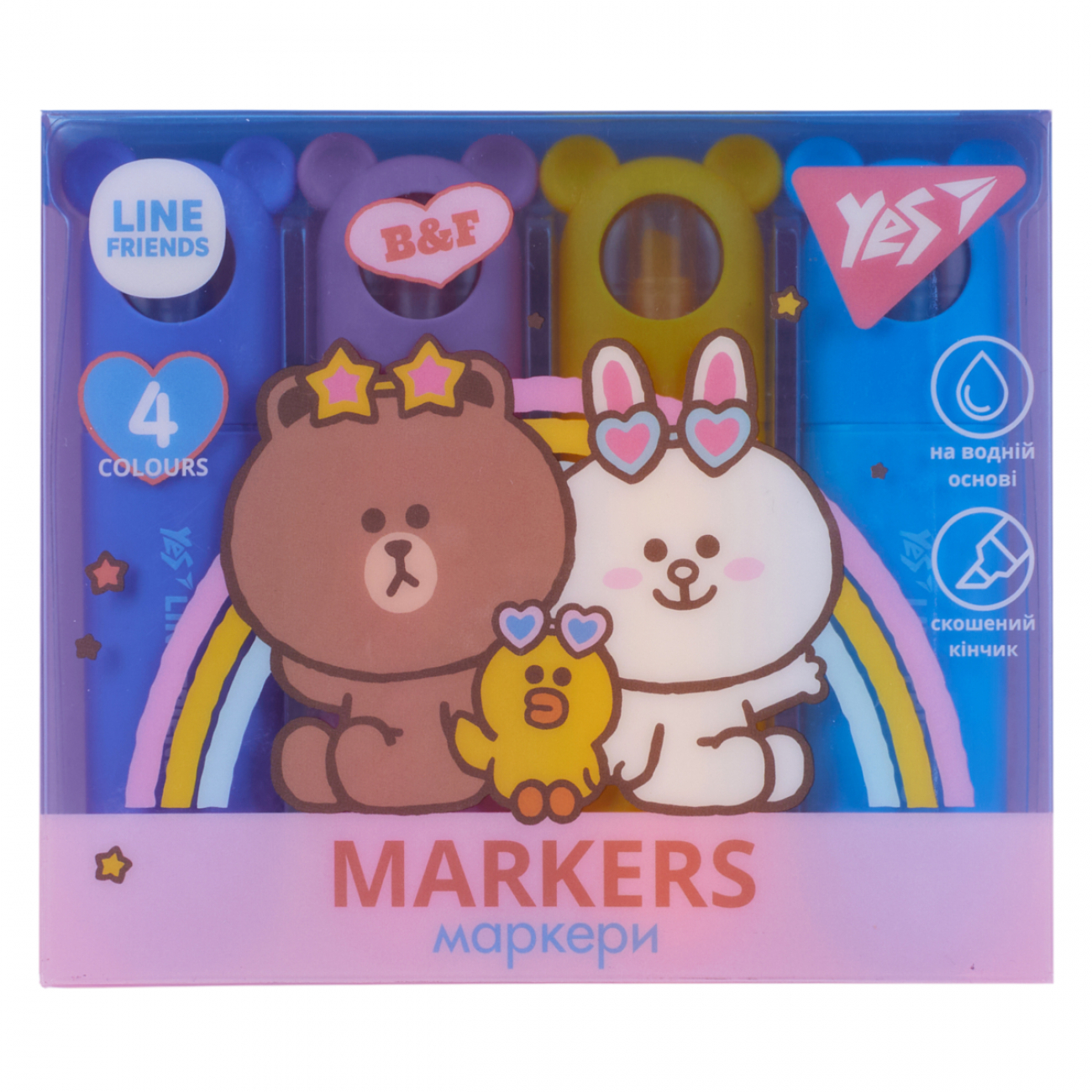 Набір маркеров текстових Yes Line Friends 4 шт