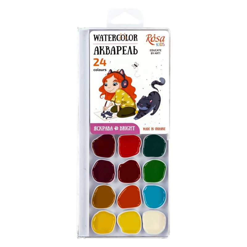 Акварель Rosa Cats with a Girl 24 цв., б/к, пластик