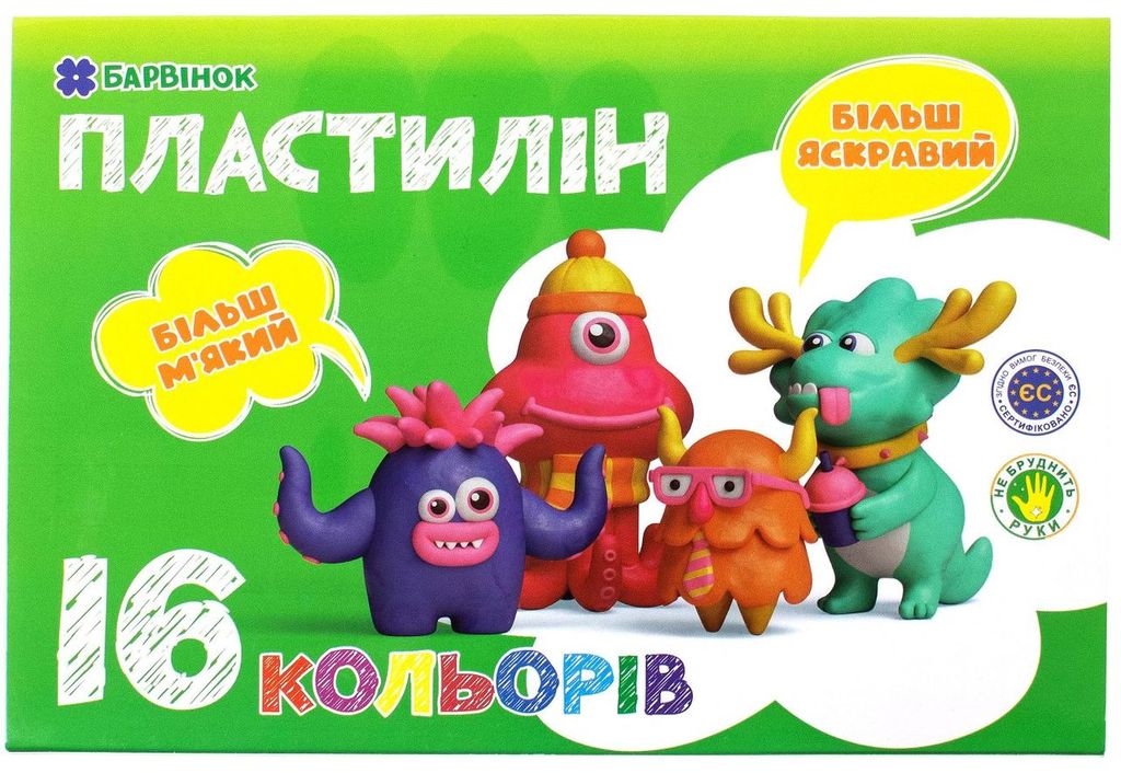 Пластилин Барвинок 16 цв 320г