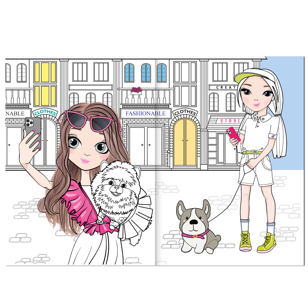 Раскраска с наклейками Dream and Style Girls and Pets