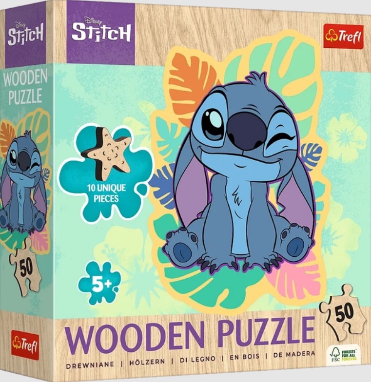 Пазли 50 Wooden Lilo&Stitch Щасливий Стіч
