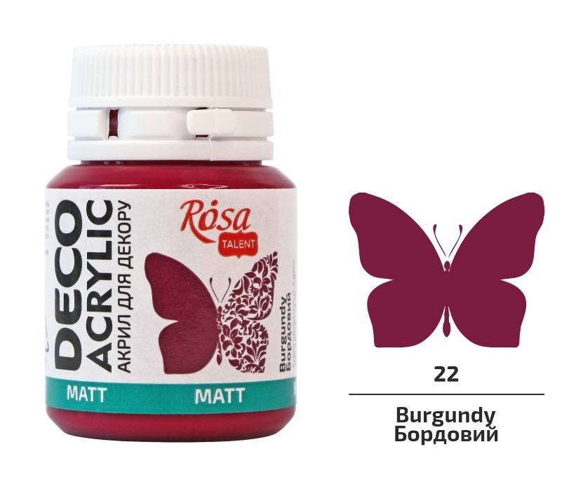 Фарба акрилова матова бордова (22) 20 мл Rosa Talent