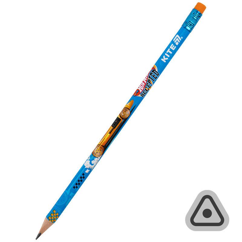 Карандаш графитный Kite HW HB с ластиком, трехгранный