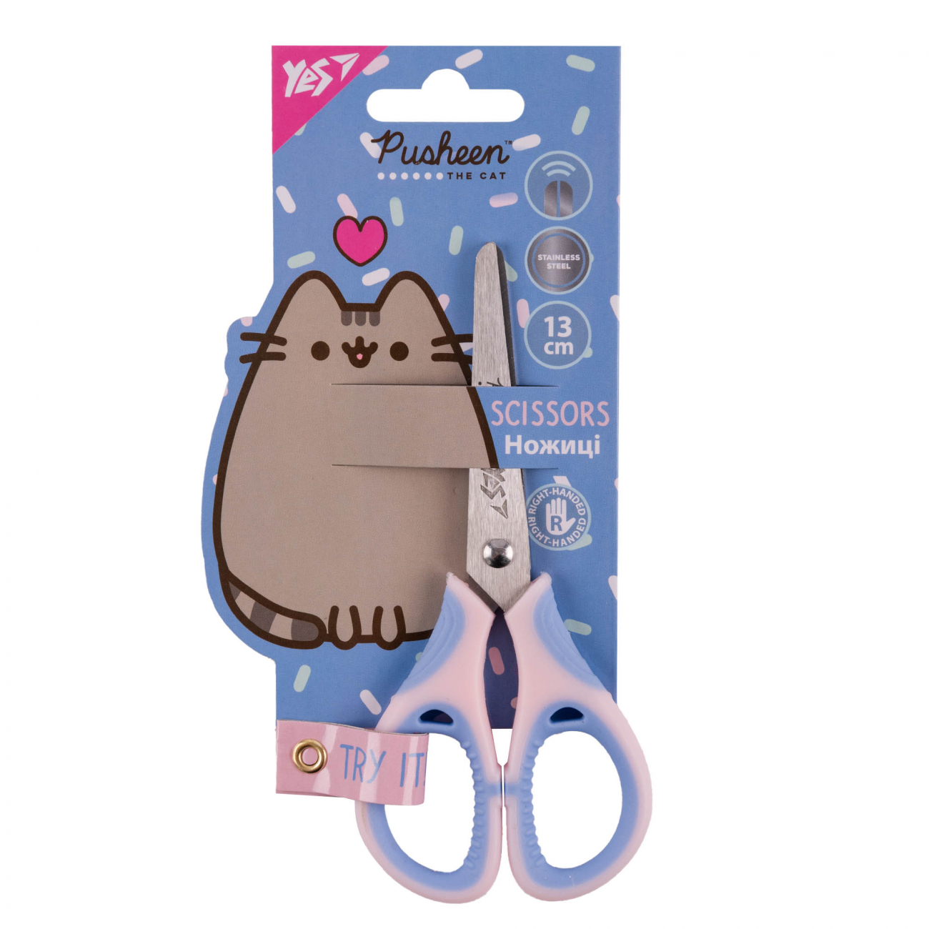 Ножницы детские 13 см Yes Pusheen резин.вставки