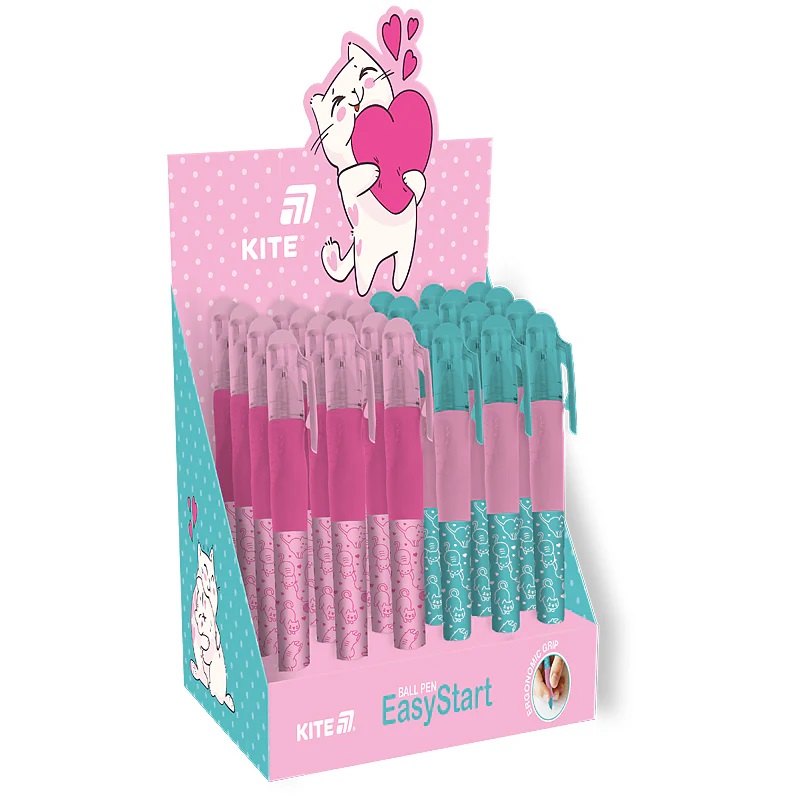 Ручка кулькова Kite EasyStart Kitty 0,7 синя
