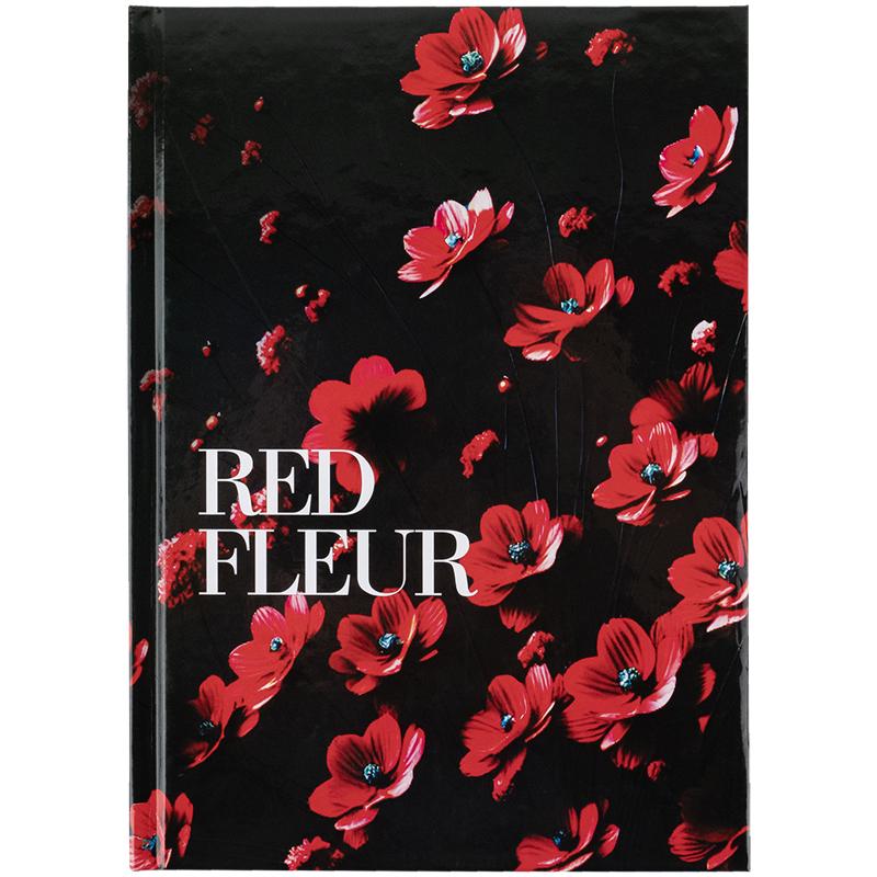 Блокнот А5 96 арк тверда обкладинка клітинка Red fleur