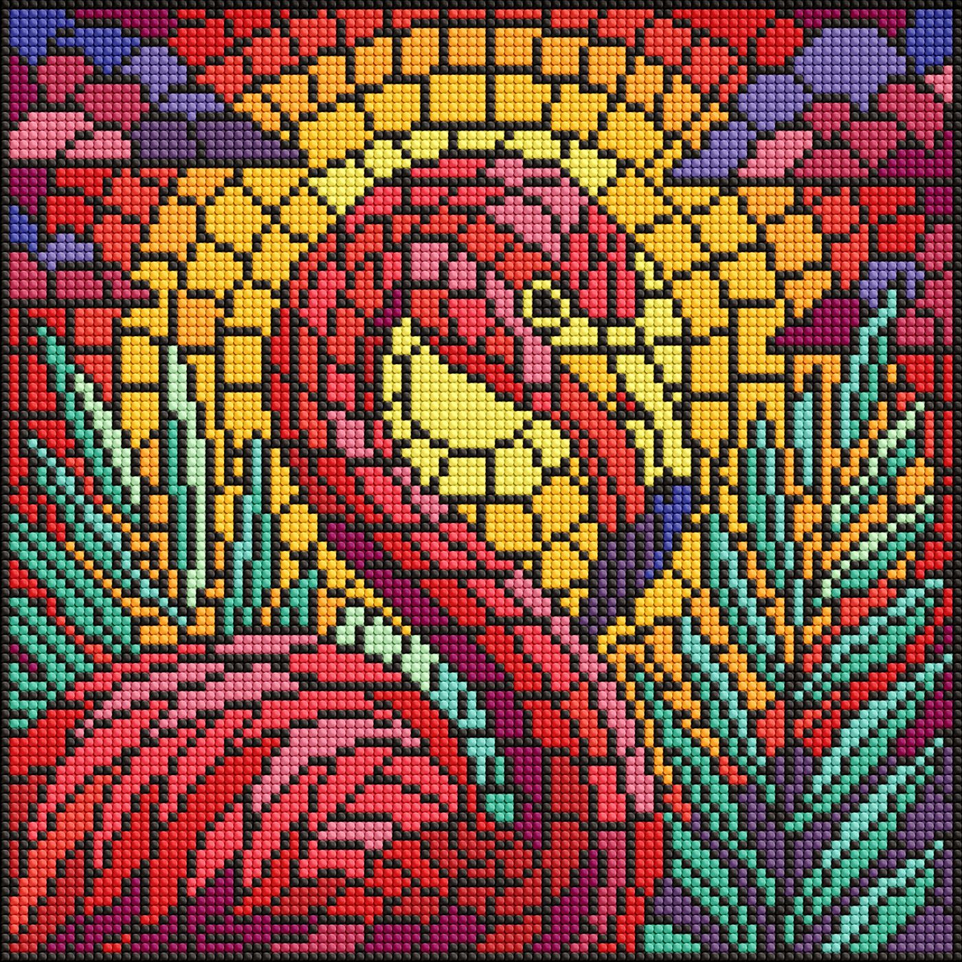 Алмазная мозаика 30×30 см Витраж Фламинго