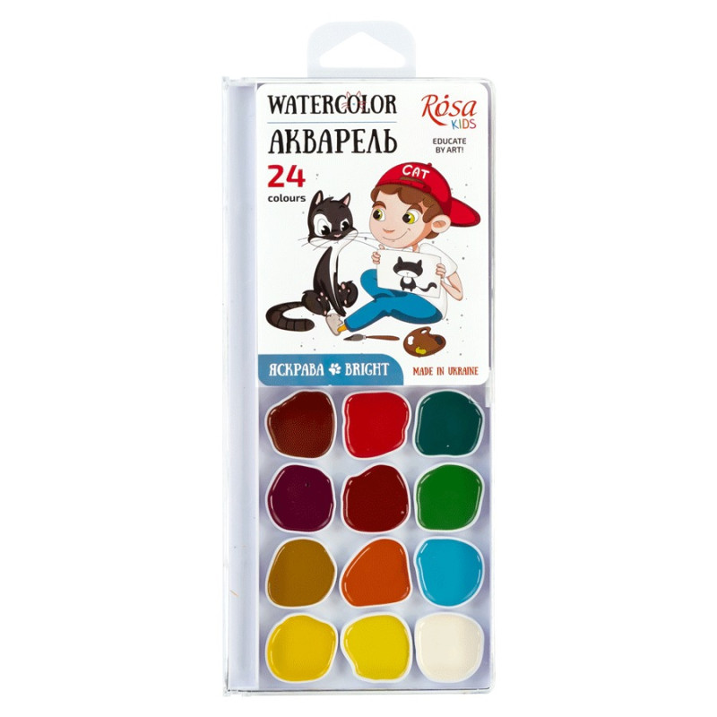 Акварель Rosa Cats with a Boy 24 цв., б/к, пластик