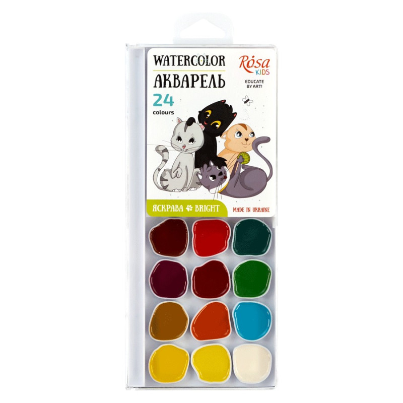 Акварель Rosa Cats 24 цв., б/к, пластик