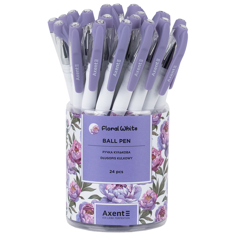 Ручка кулькова Axent Floral White 0,5 синя