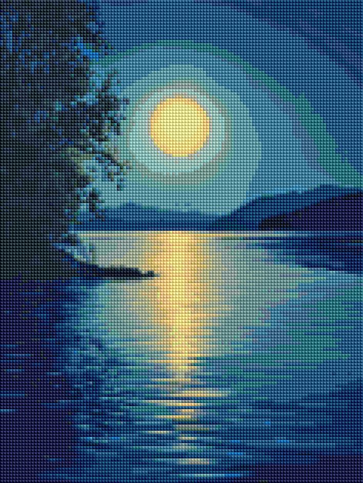 Алмазная мозаика 30x40 см Лунная синева