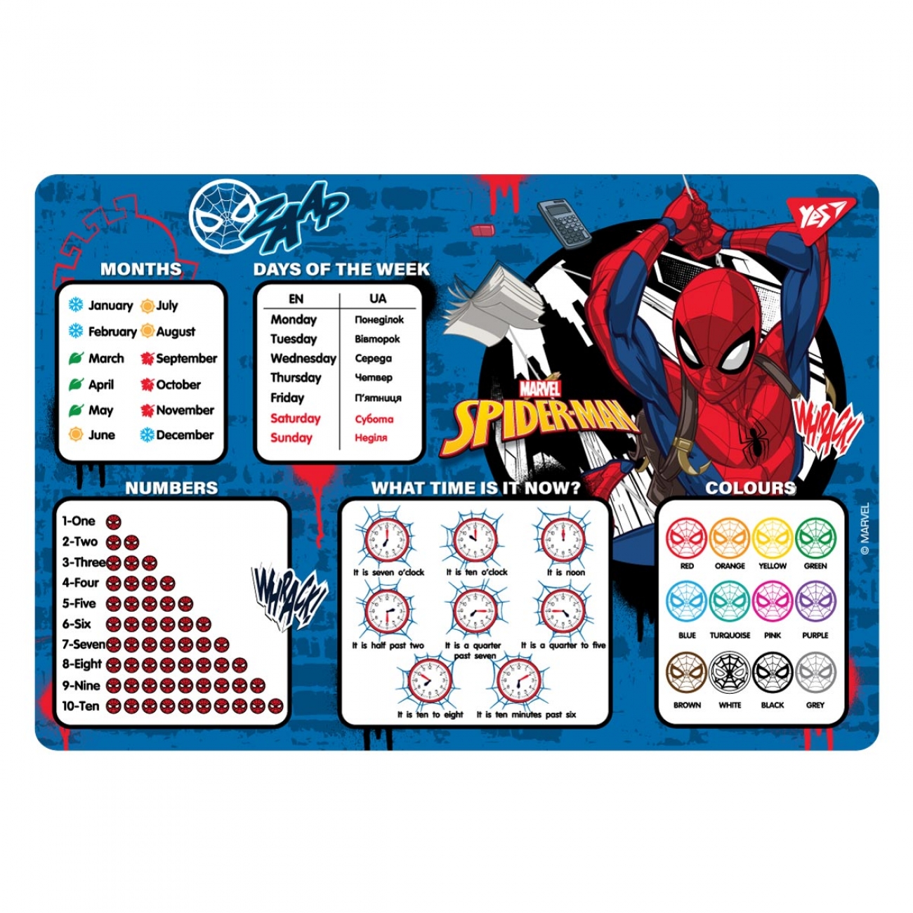 Подложка настольная 43*29см Yes англ. Marvel.Spiderman