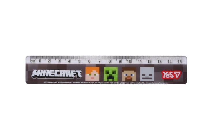 Линейка 15 см пластик Yes, Minecraft-1