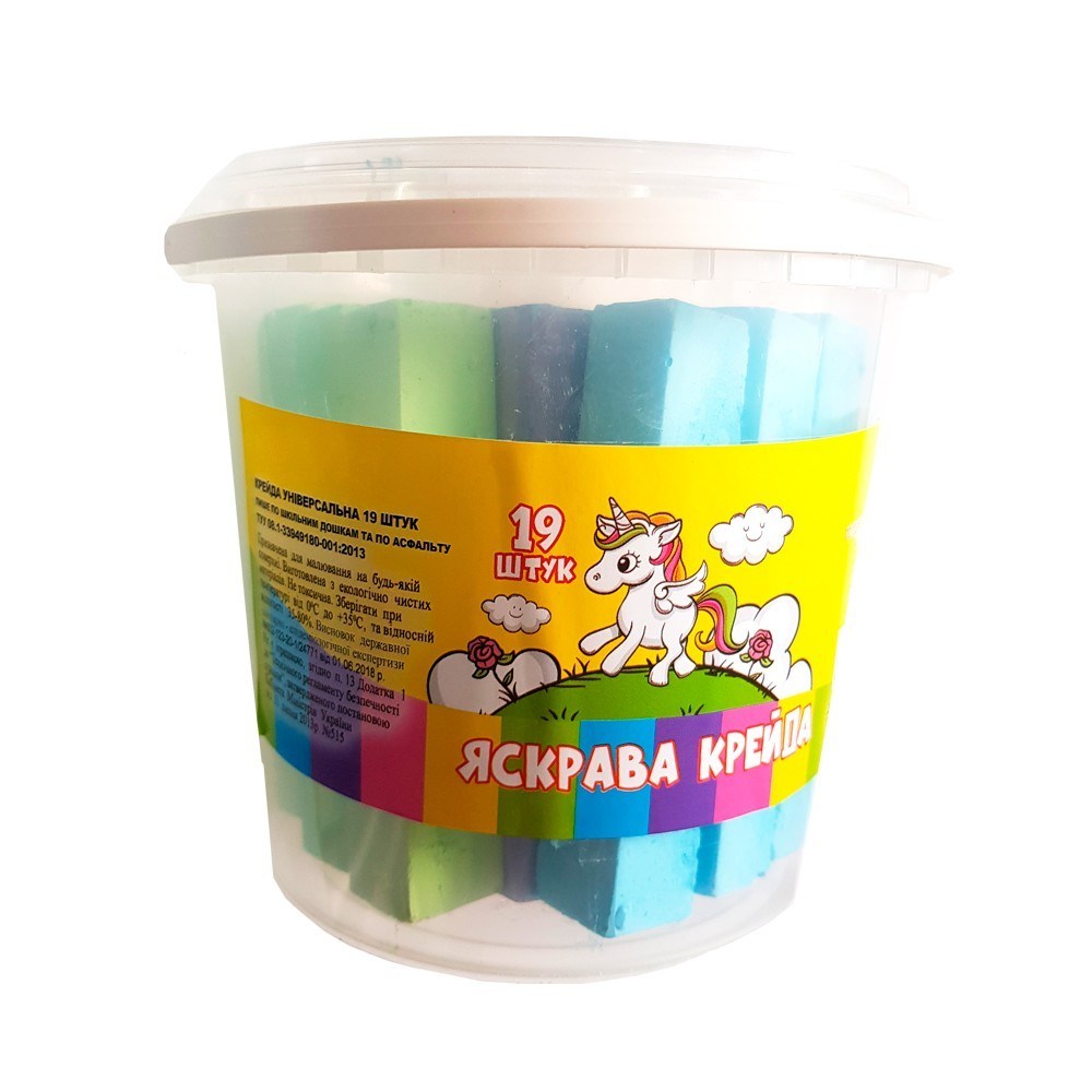 Мел цветной JUMBO 19 шт iTEM, квадратный, ведерко