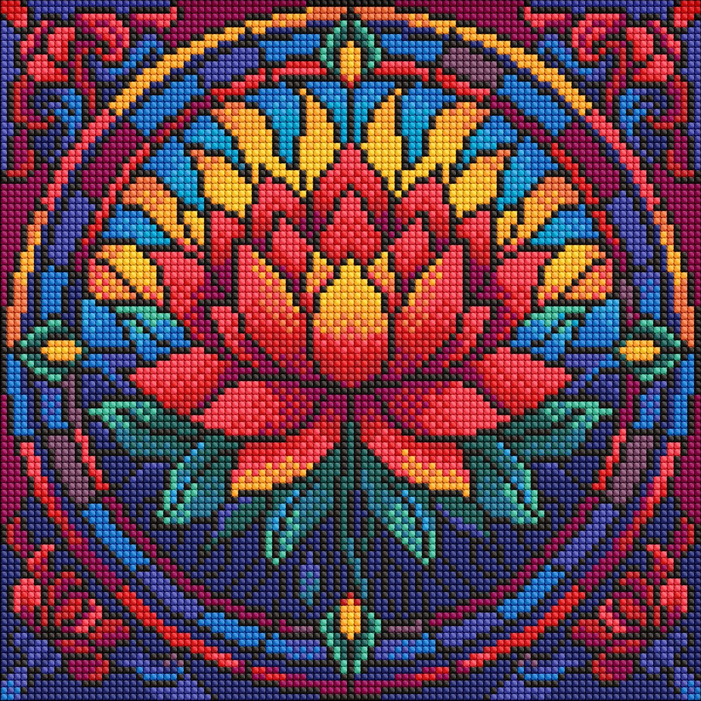 Алмазна мозаїка 30×30 см Вітраж. Лотос