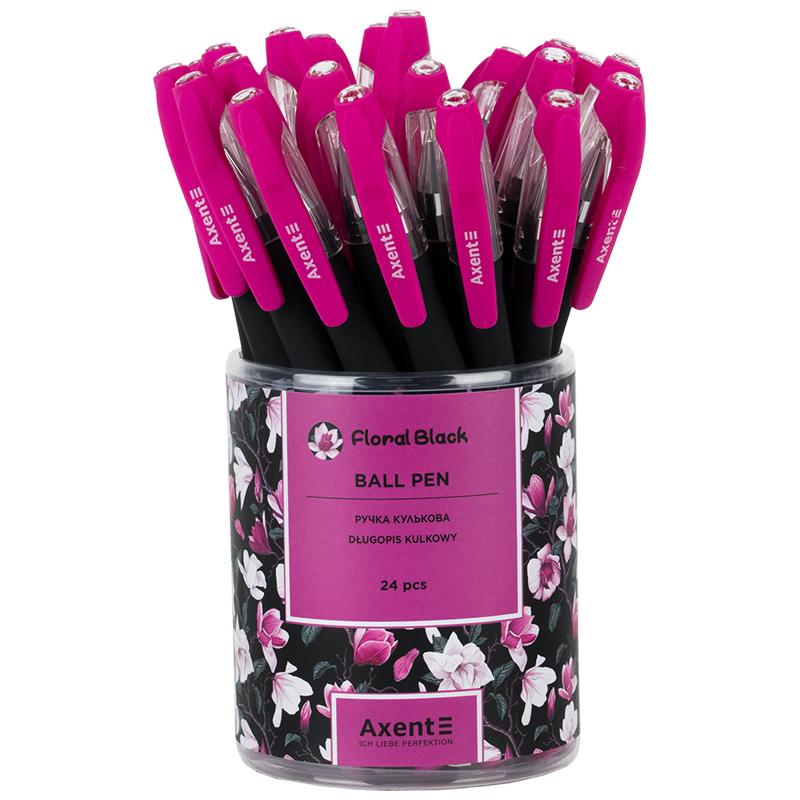 Ручка кулькова Axent Floral Black 0,5 синя