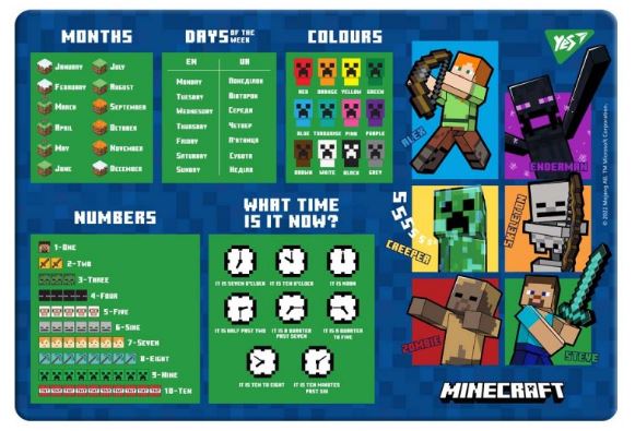 Подложка настольная 43*29см Yes англ. Minecraft