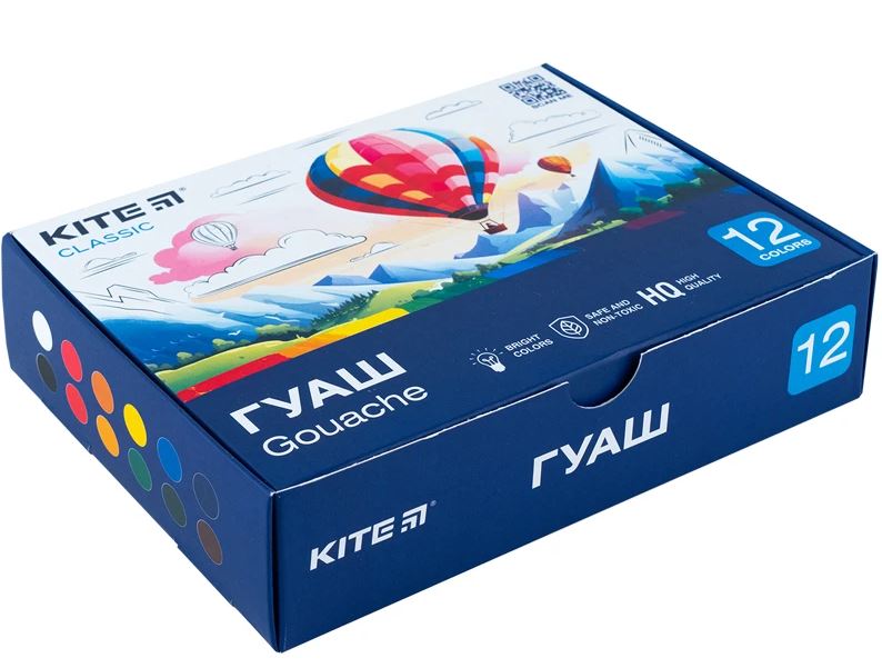Гуашь Kite Classic 12цв/20мл