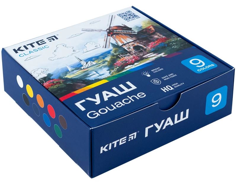 Гуашь Kite Classic 9цв/20мл