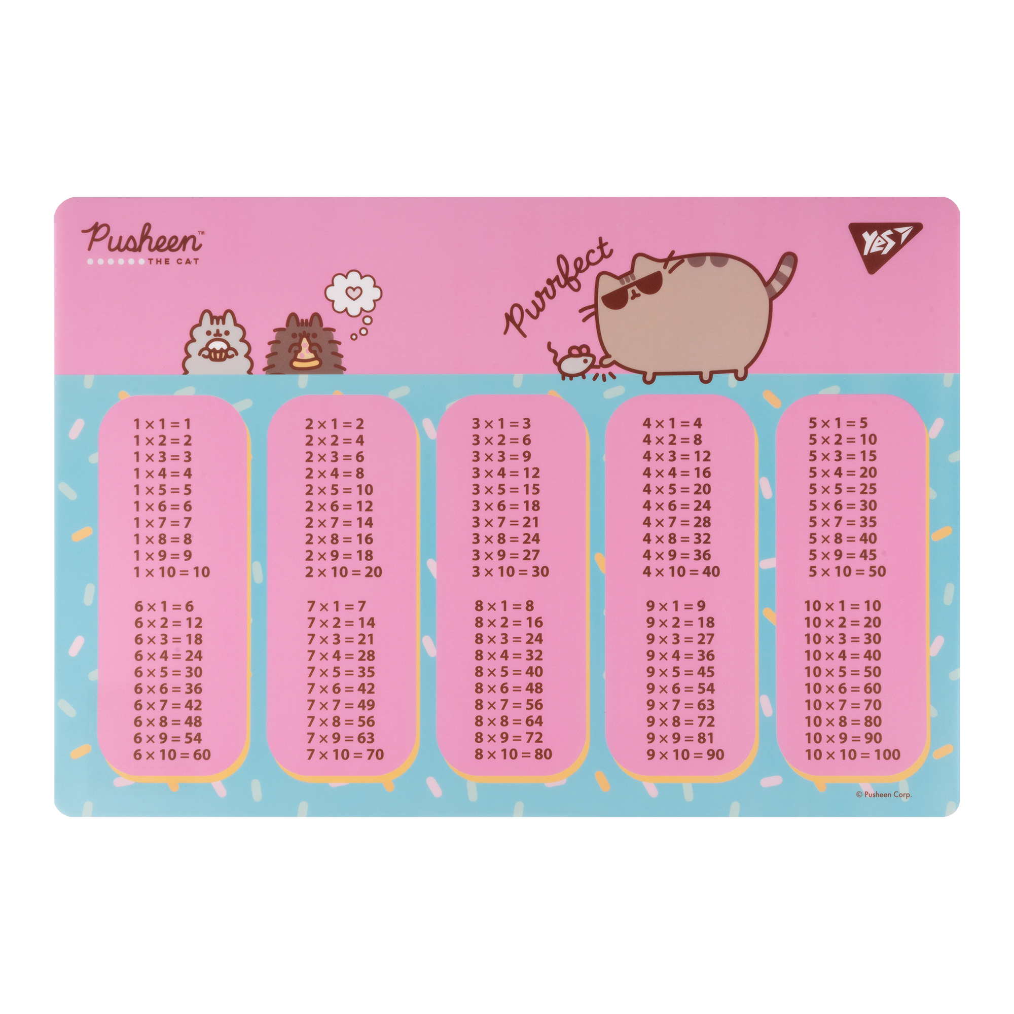 Подложка настольная 42*29см Yes табл. умнож. Pusheen Purrfect