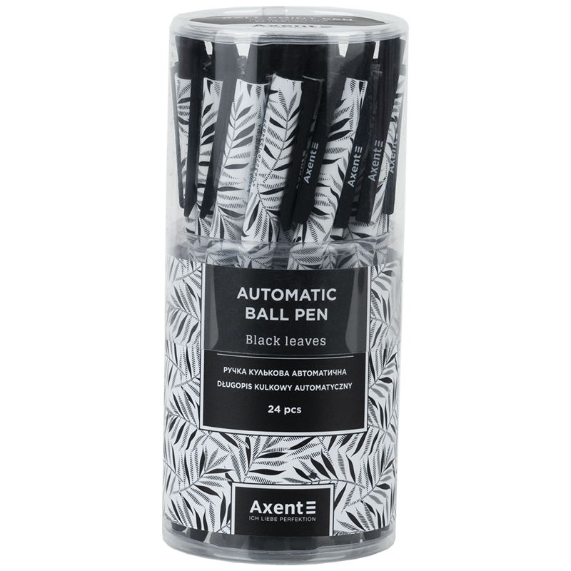 Ручка кулькова автомат Axent Black Leaves 0,5 синя