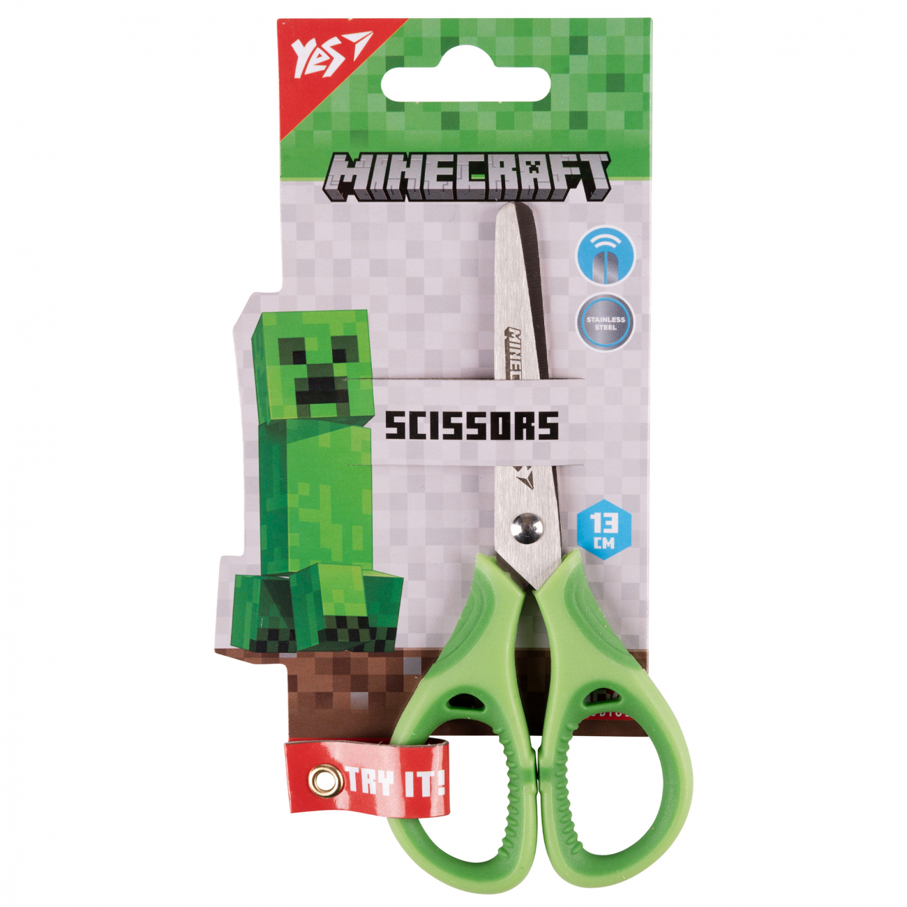 Ножницы детские 13 см Yes Minecraft резин.вставки