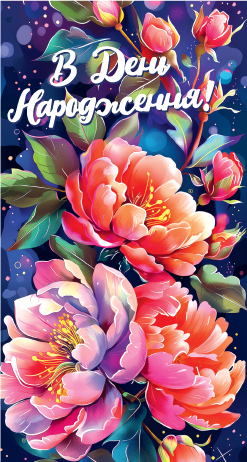 Открытка-конверт женская З днем народження 0101