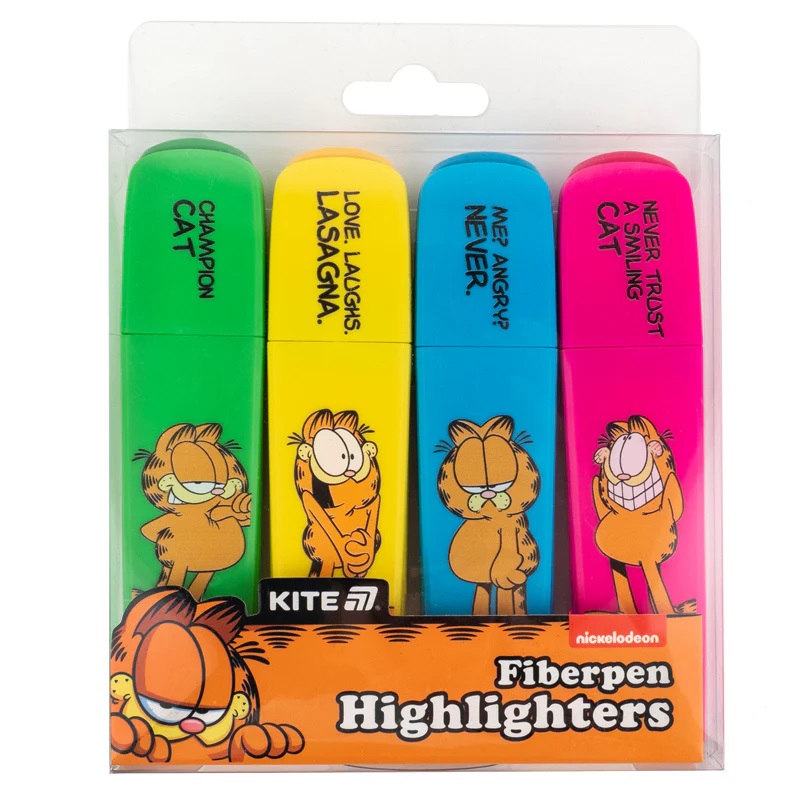 Набір текстових маркерів Kite Garfield 4 шт