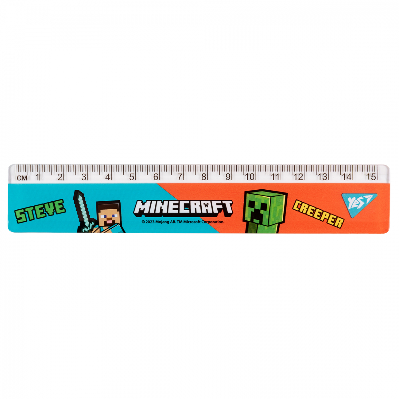 Лінійка 15 см пластик Yes, Minecraft синьо-червона
