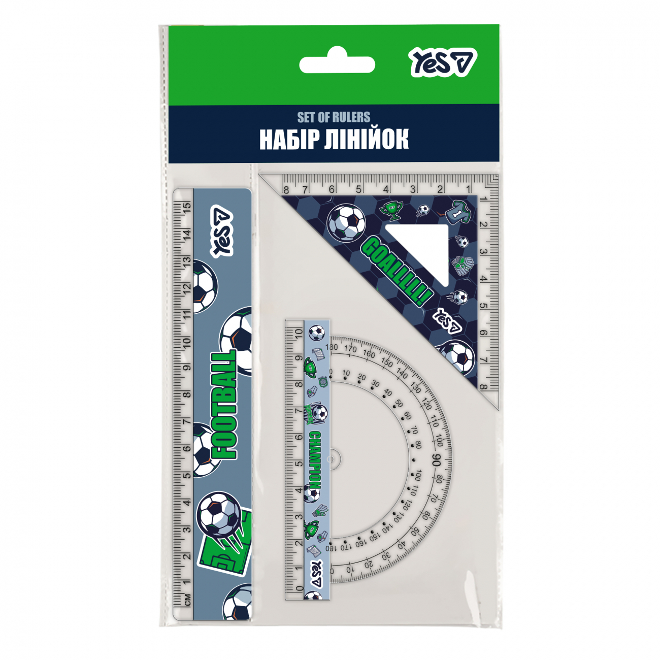 Набор линеек 15 см пластик 3 предмета Yes, Football