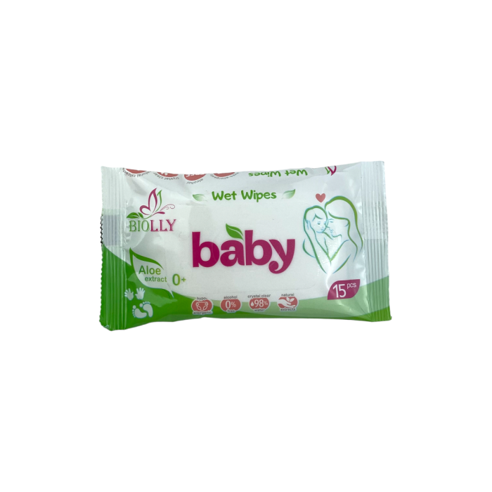 Серветки вологі Biolly 15 шт, для дітей