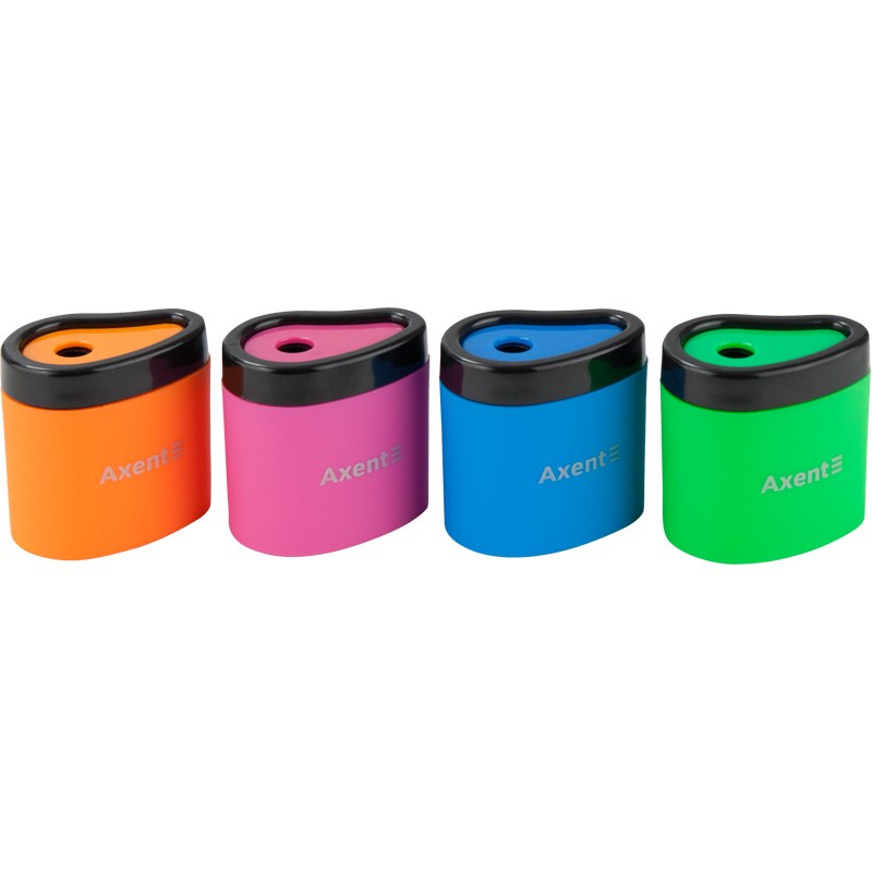 Точилка с конт. Axent Neon soft, ассорти